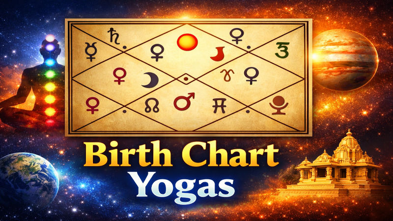 Birth chart image showing practical career indications through the middle houses