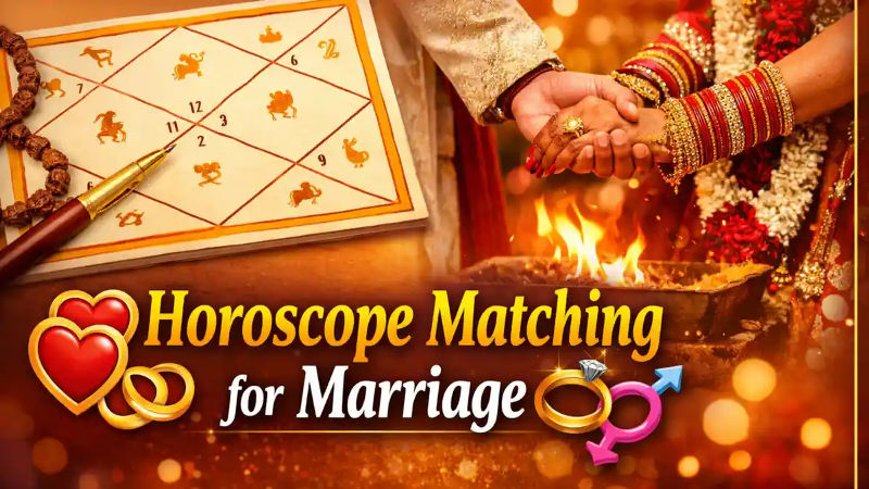 A Vedic horoscope chart illustrating marriage matching factors