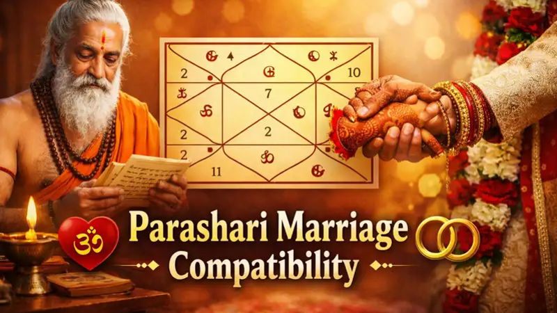 Schematic diagram summarizing Parashari marriage compatibility attributes