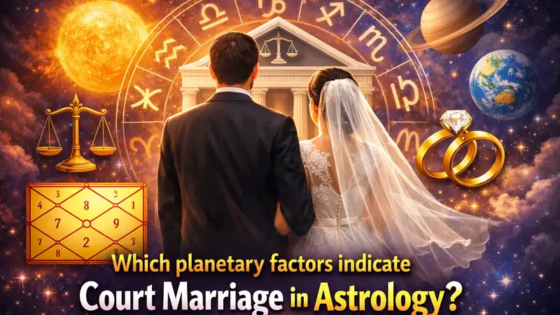 Which planetary factors indicate court marriage in astrology